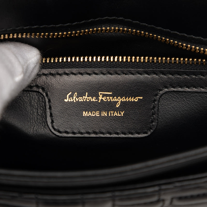 Quilted Leather Gancini Flap Shoulder Bag - Image 5