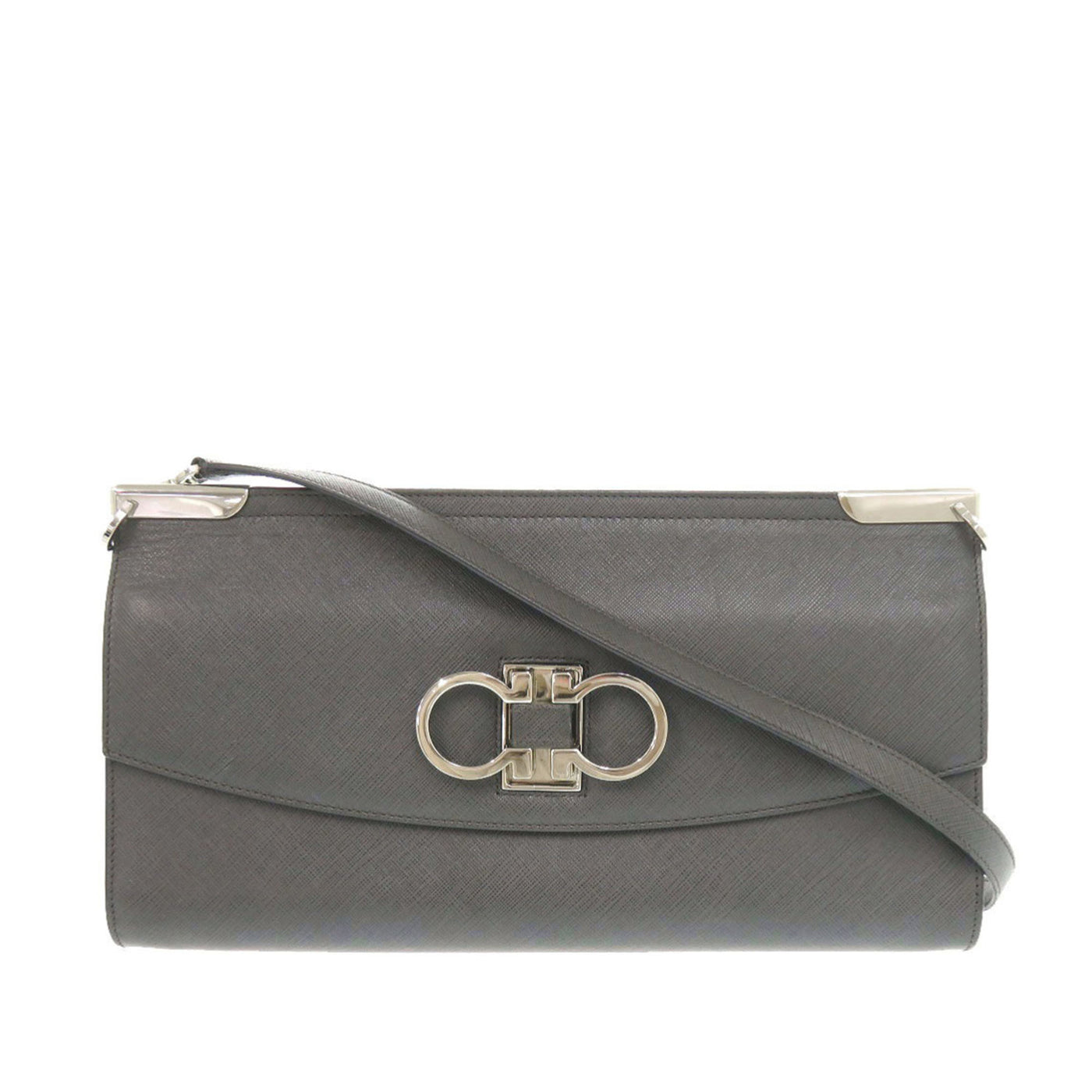 Leather Double Gancini Shoulder Bag - Image 1