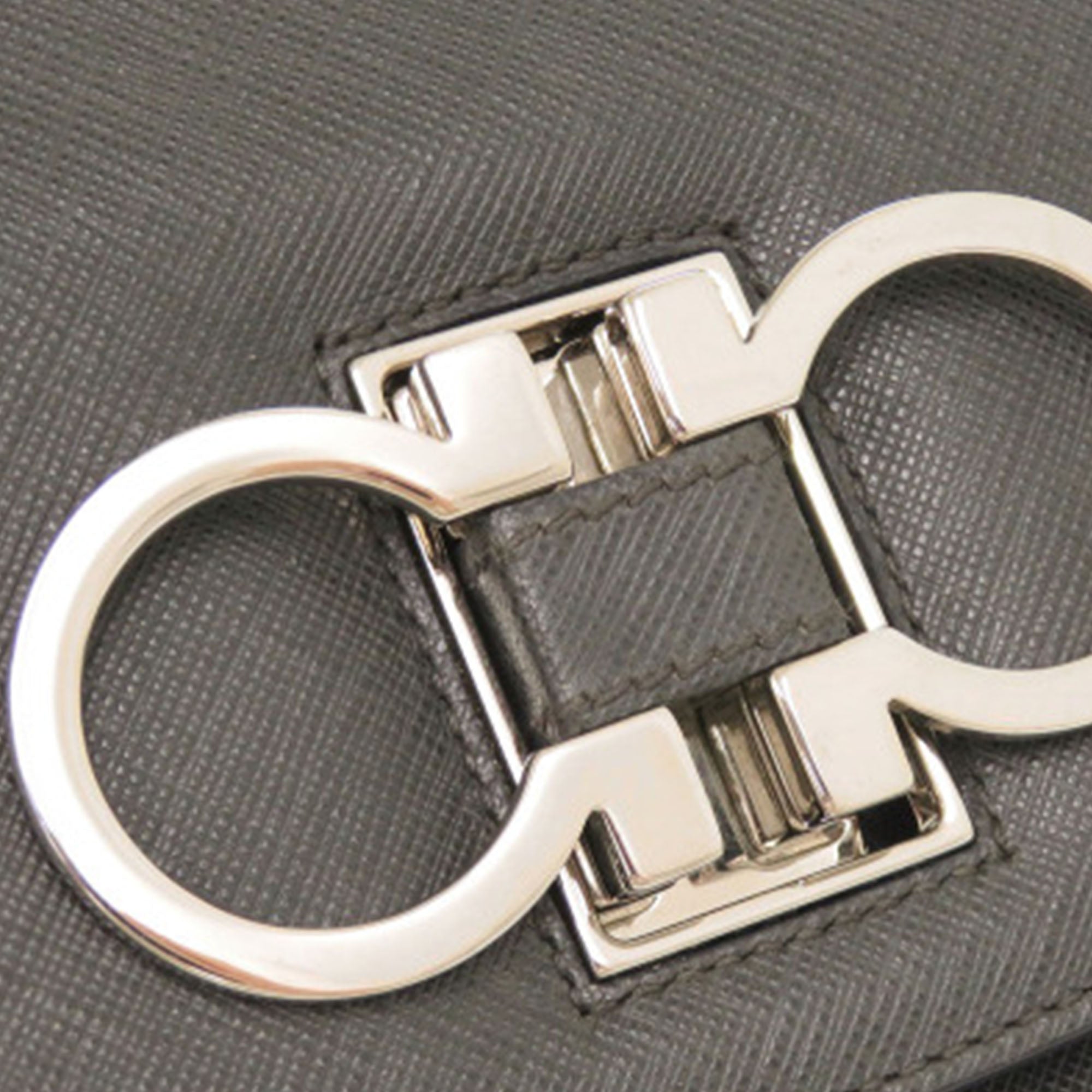 Leather Double Gancini Shoulder Bag - Image 11