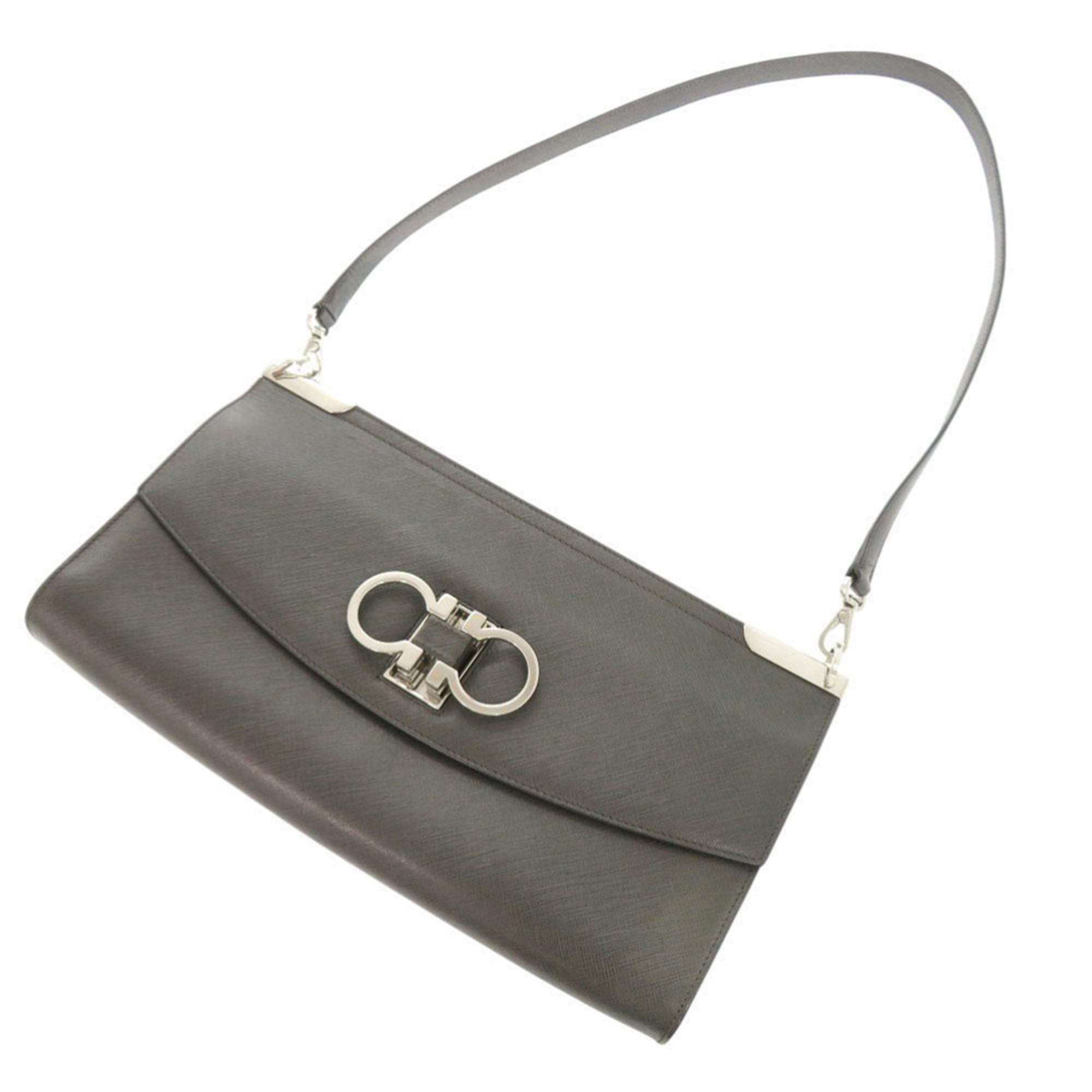 Leather Double Gancini Shoulder Bag - Image 4