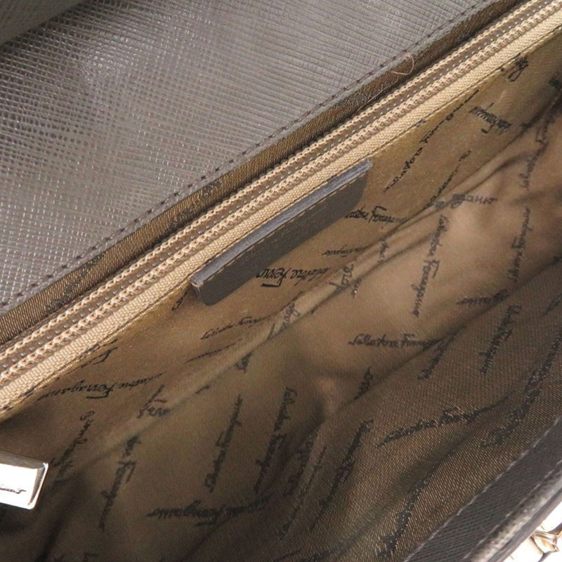 Leather Double Gancini Shoulder Bag - Image 5