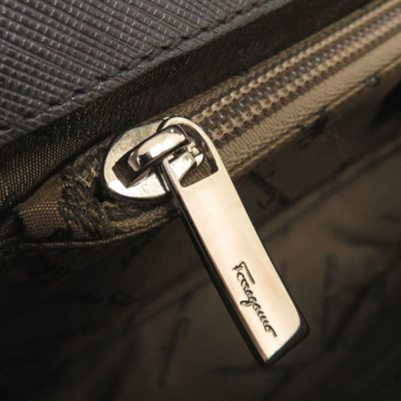 Leather Double Gancini Shoulder Bag - Image 8