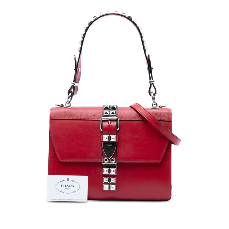 City Calf and Saffiano Studded Elektra Satchel - Image 7