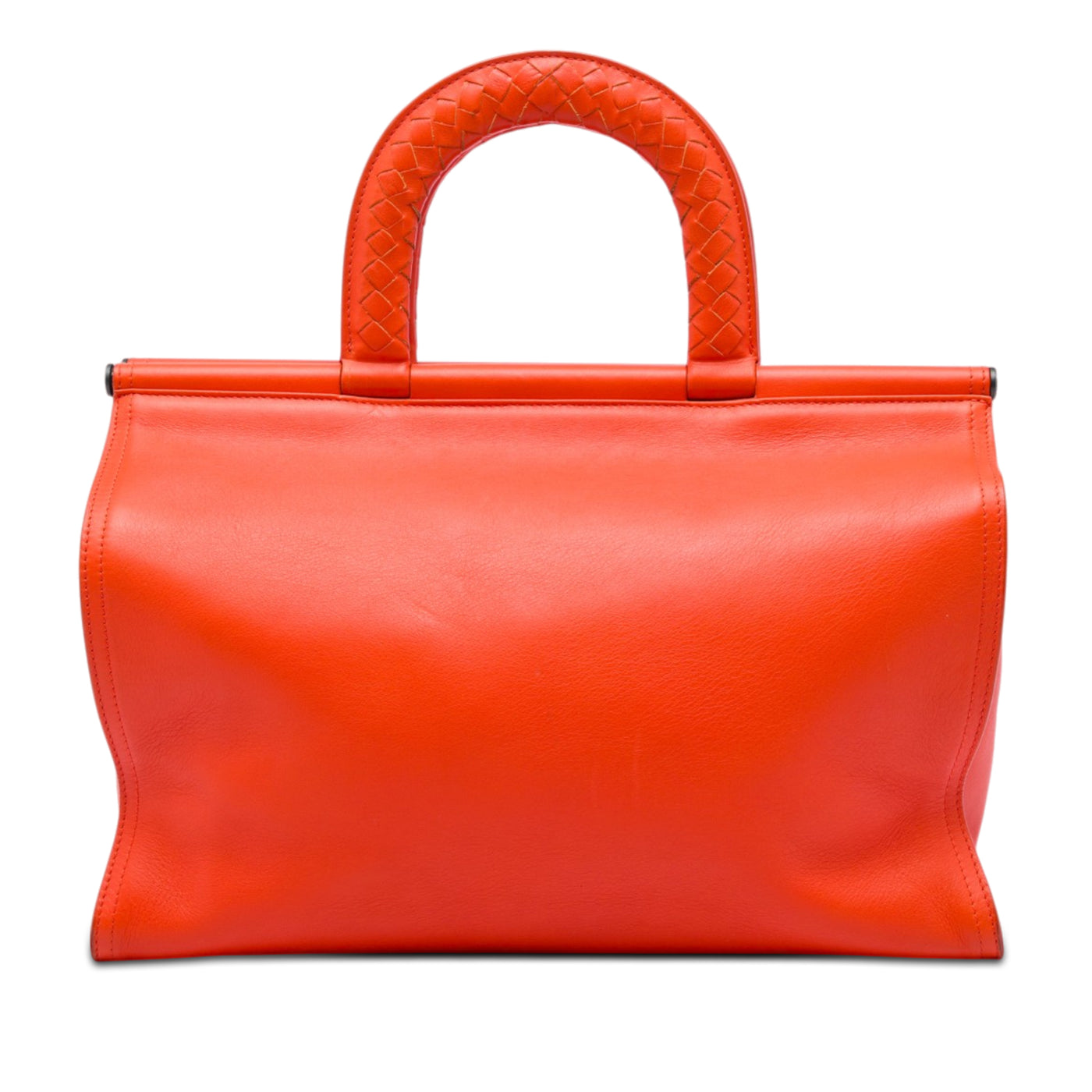 Leather Intrecciato Frame Top Handle Bag - Image 1