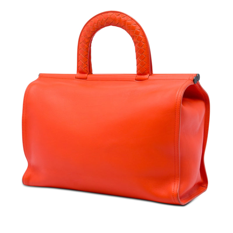 Leather Intrecciato Frame Top Handle Bag - Image 2