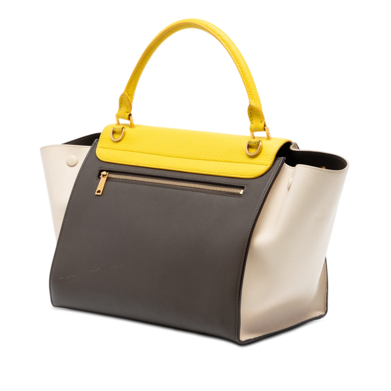 Small Tricolor Leather Trapeze Satchel - Image 2