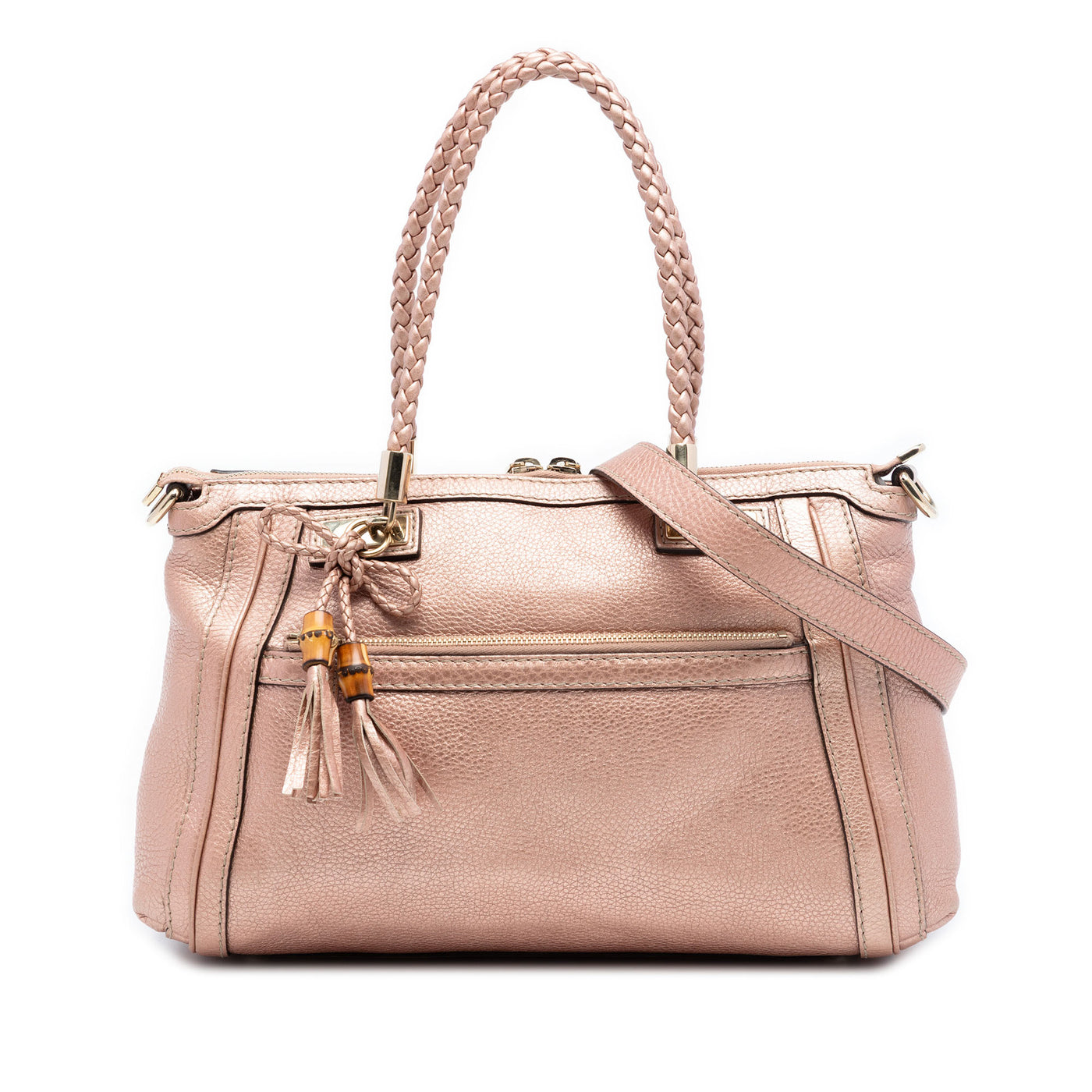 Metallic Pebbled Calfskin Bella Satchel - Image 1