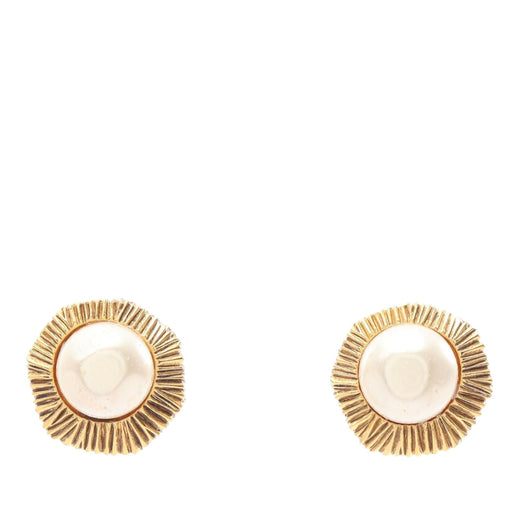 Gold Plated Faux Pearl Clip On Earrings - Image 1