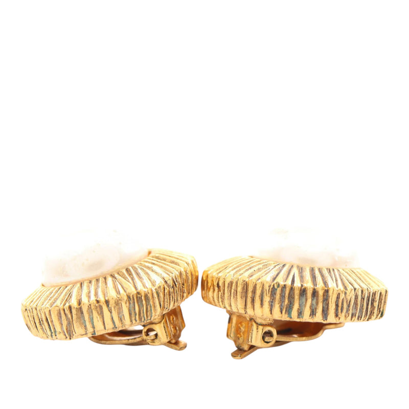 Gold Plated Faux Pearl Clip On Earrings - Image 3
