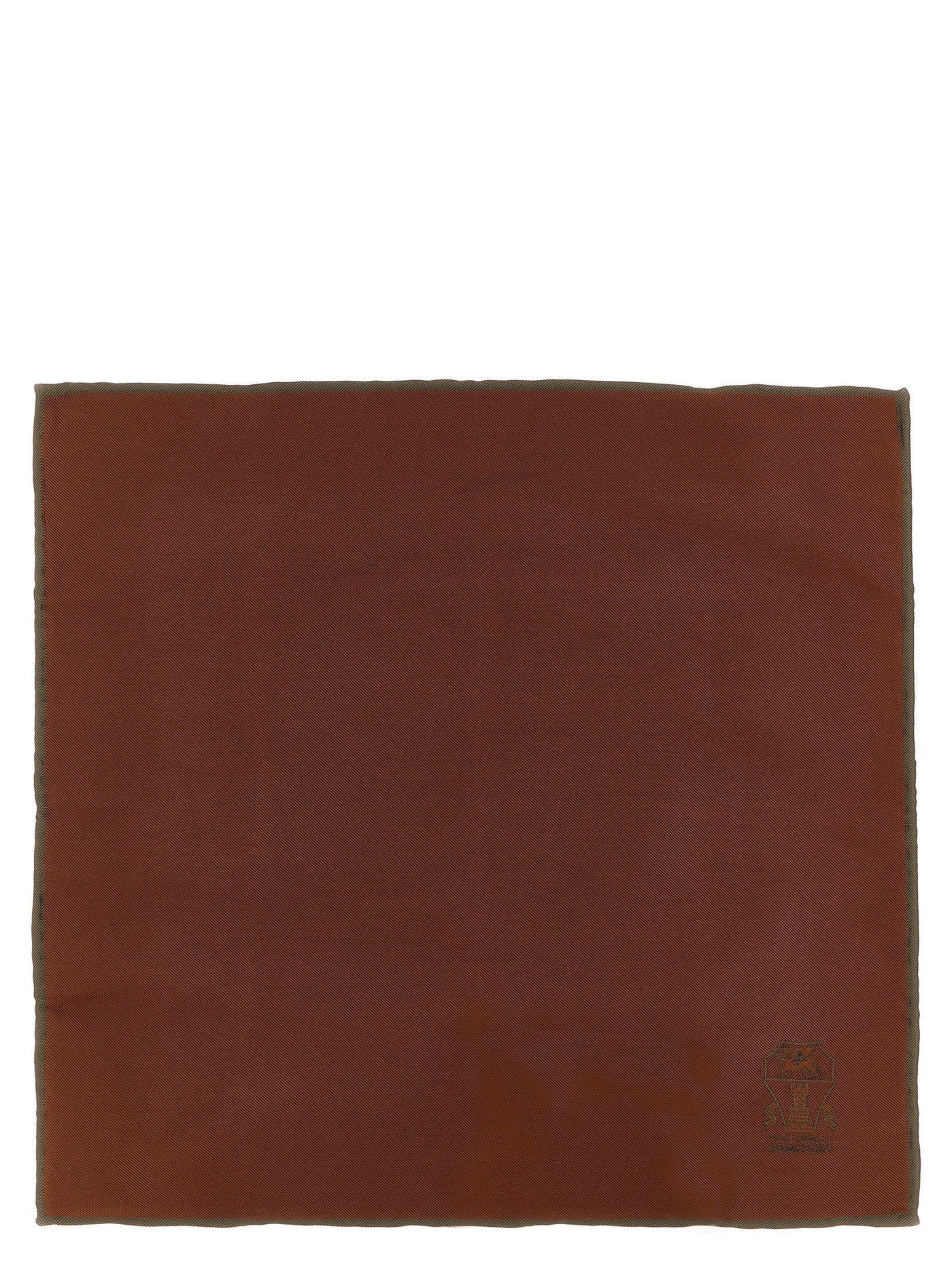 Brunello Cucinelli Silk Twill Double-Face Scarf — Rust Pure Scarfs