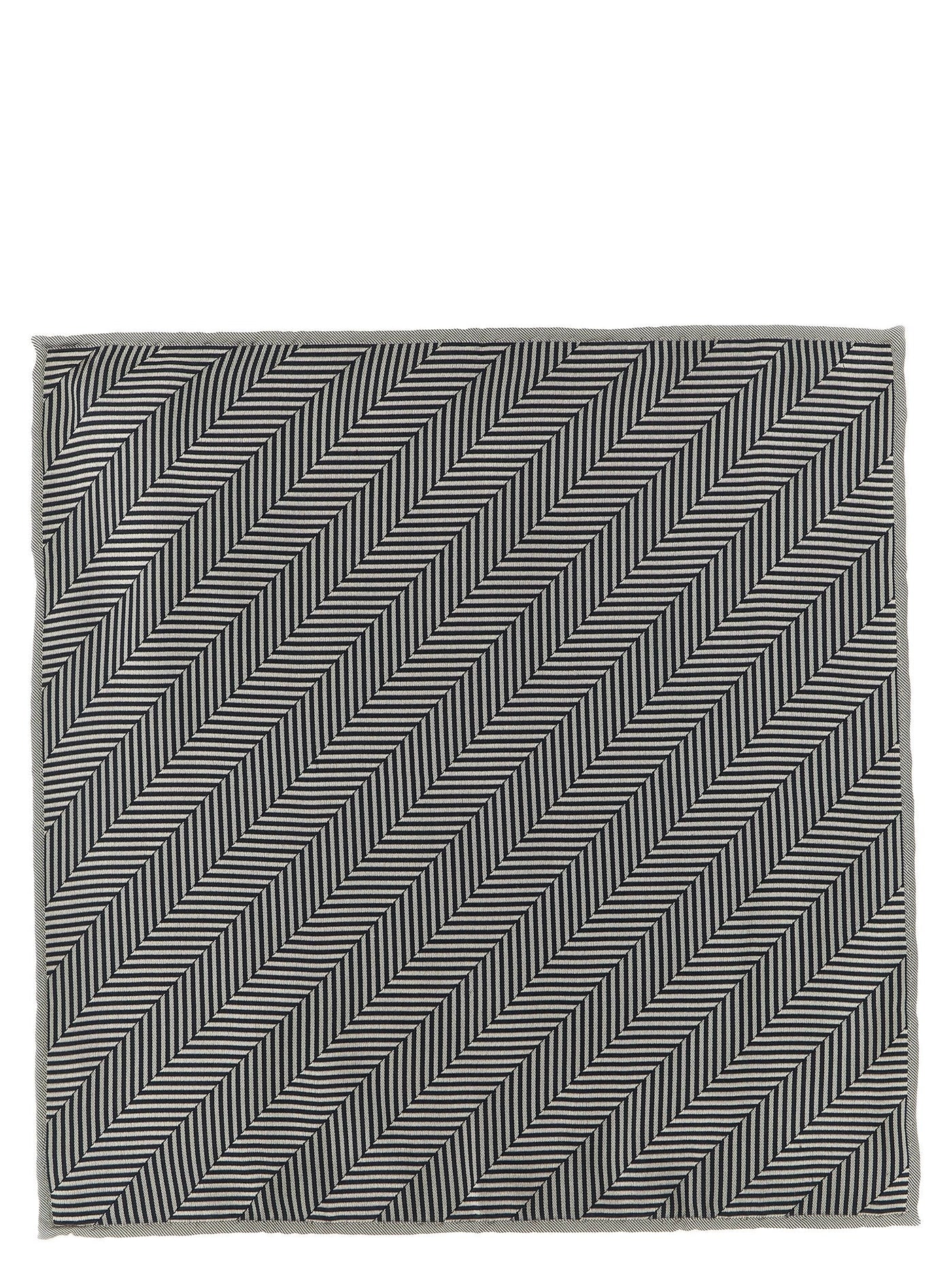 Brunello Cucinelli Chevron Silk Pocket Square — Black Pure Accessory
