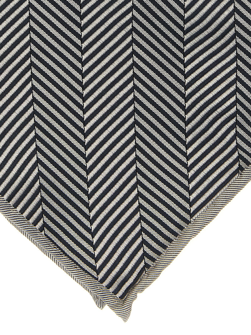Brunello Cucinelli Chevron Silk Pocket Square — Black Pure Accessory