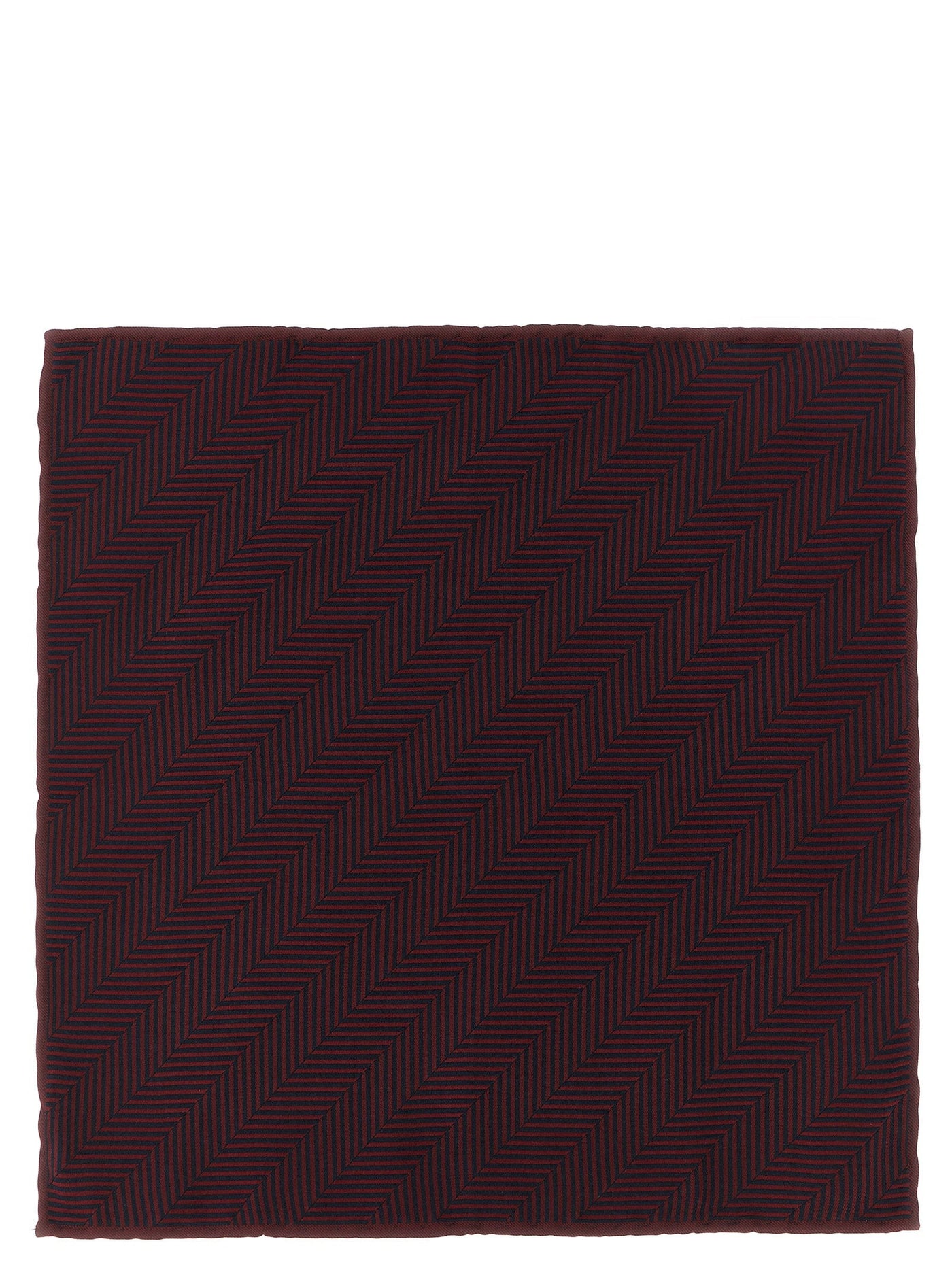 Brunello Cucinelli Chevron Jacquard Silk Pocket Square — Burgundy Pure Accessory