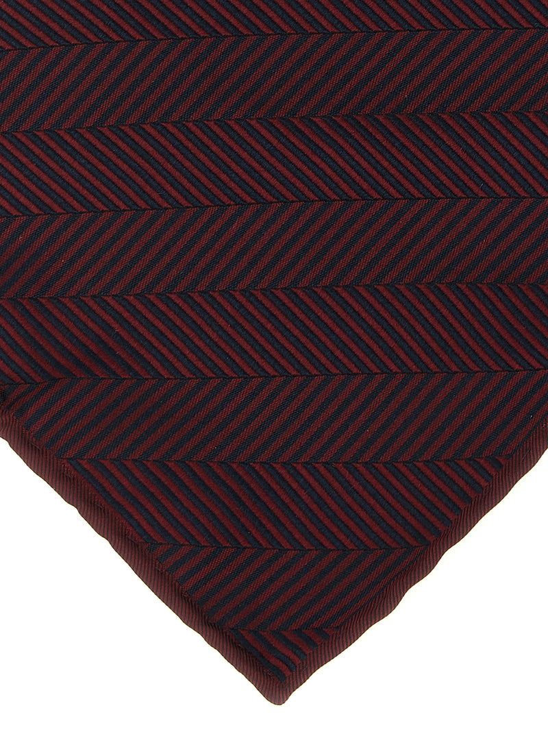 Brunello Cucinelli Chevron Jacquard Silk Pocket Square — Burgundy Pure Accessory