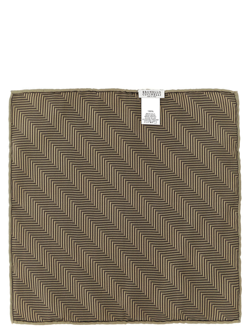 Brunello Cucinelli Silk Chevron Scarf — Beige Scarfs