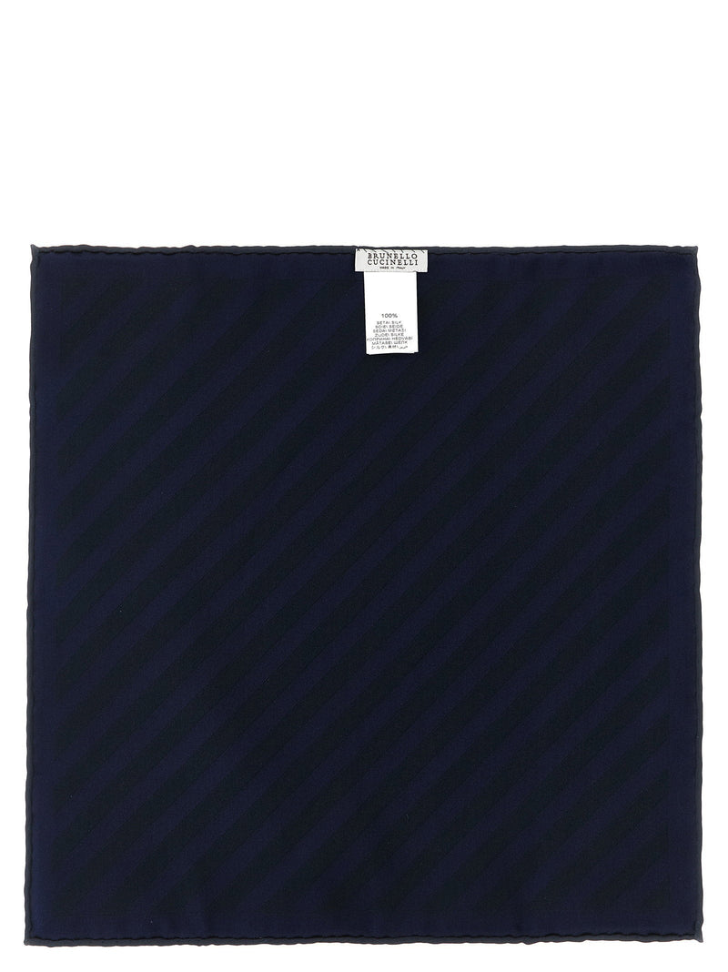 Brunello Cucinelli Regimental Striped Silk Pocket Square Pure Accessory