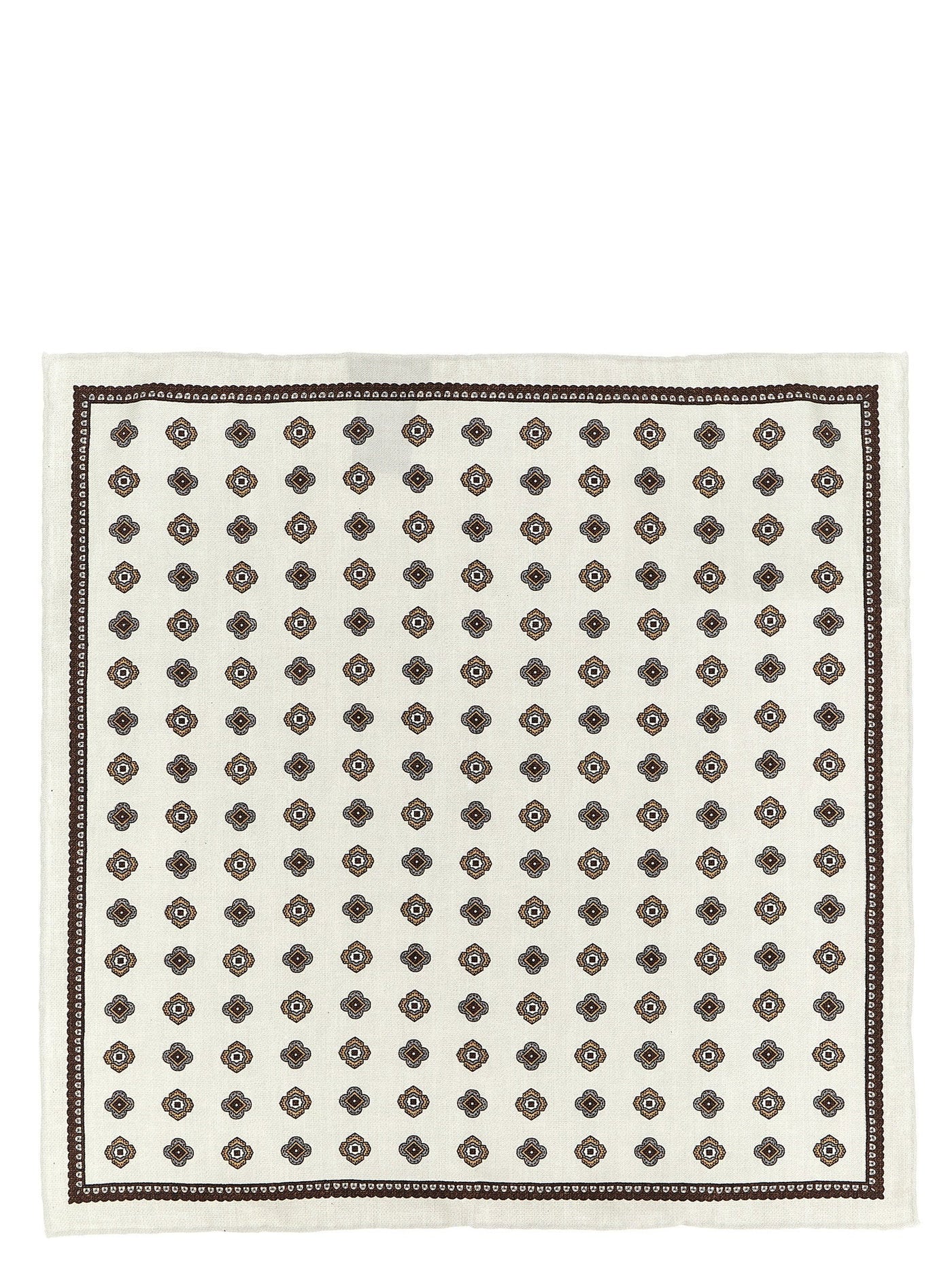 Brunello Cucinelli Medaglione-Print Silk Scarf — Cream Pure Scarfs