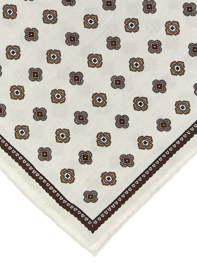 Brunello Cucinelli Medaglione-Print Silk Scarf — Cream Pure Scarfs