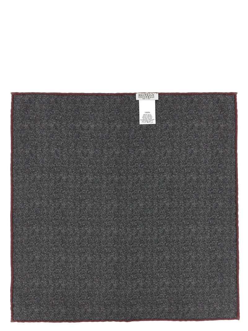 Brunello Cucinelli Pocket Square — Gray Pure Silk Accessory