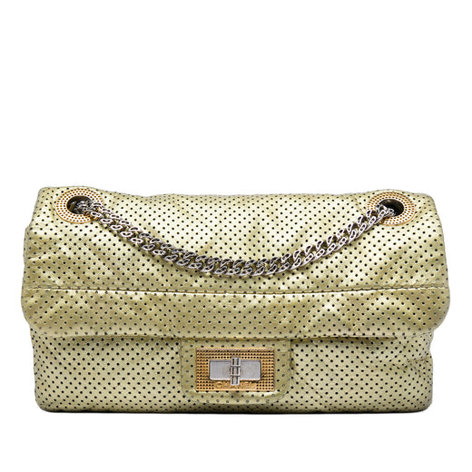 Metallic Perforated Calfskin Reissue 2.55 Drill Flap - Image 1