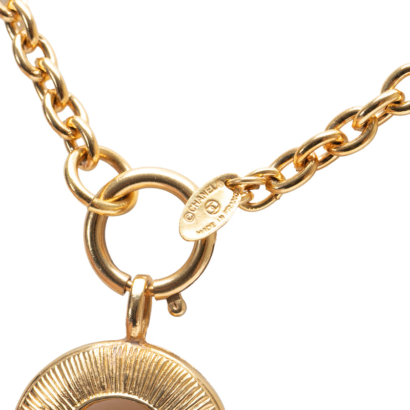 Gold Plated CC Round Pendant Necklace - Image 3