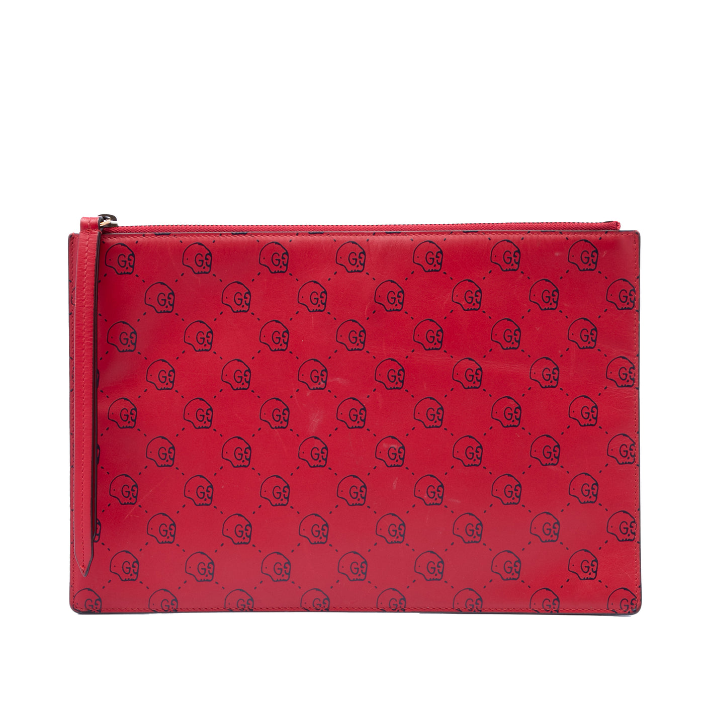 Calfskin Ghost Hamlet Skull Zip Pouch - Image 1