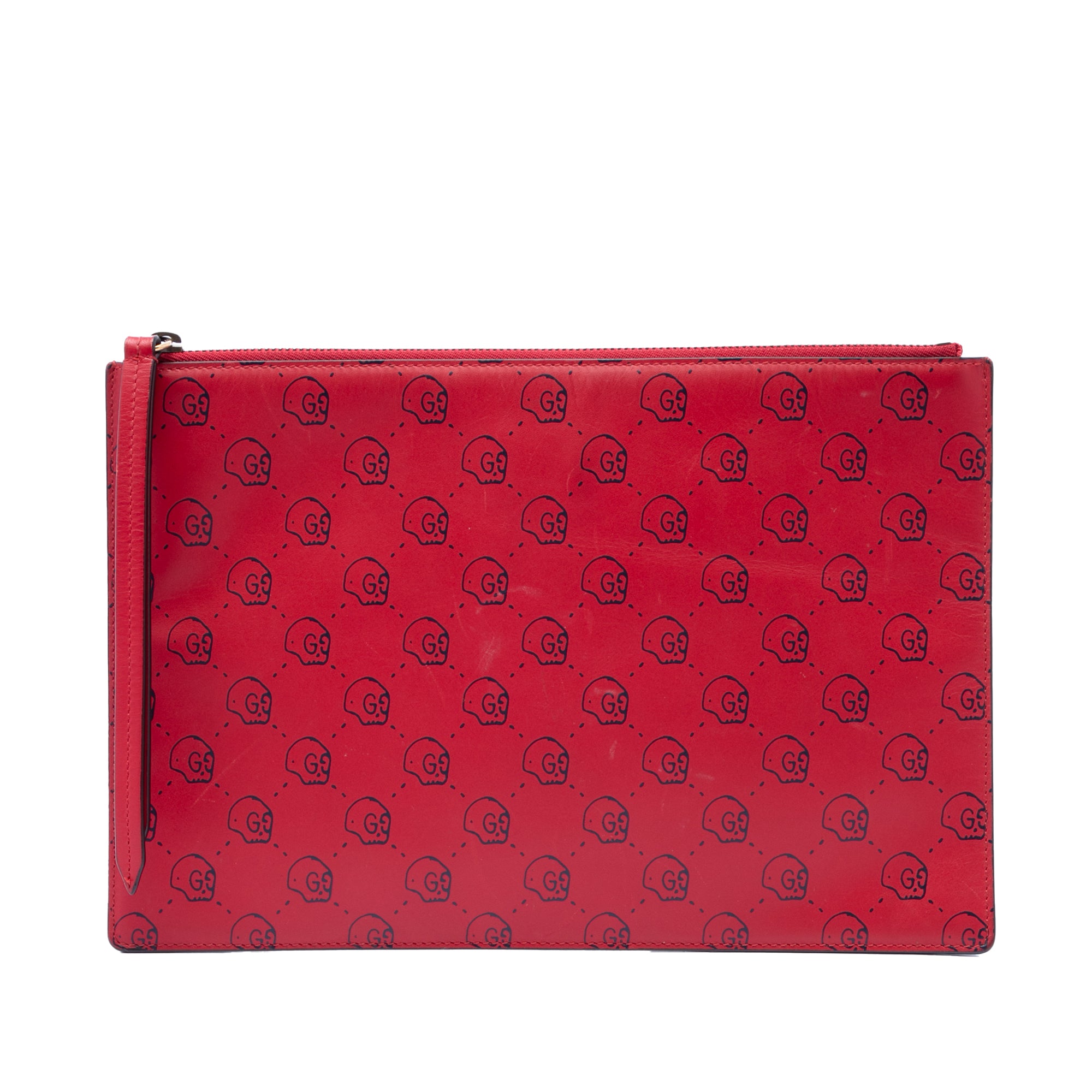 Calfskin Ghost Hamlet Skull Zip Pouch - Image 1
