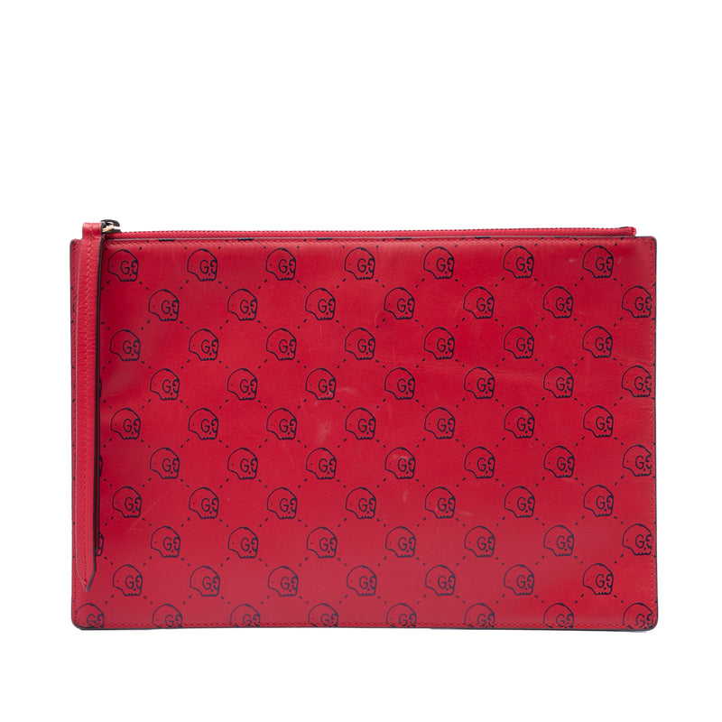 Calfskin Ghost Hamlet Skull Zip Pouch