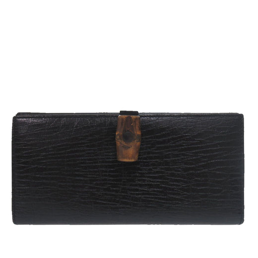 Textured Leather Bamboo Long Wallet - Image 1
