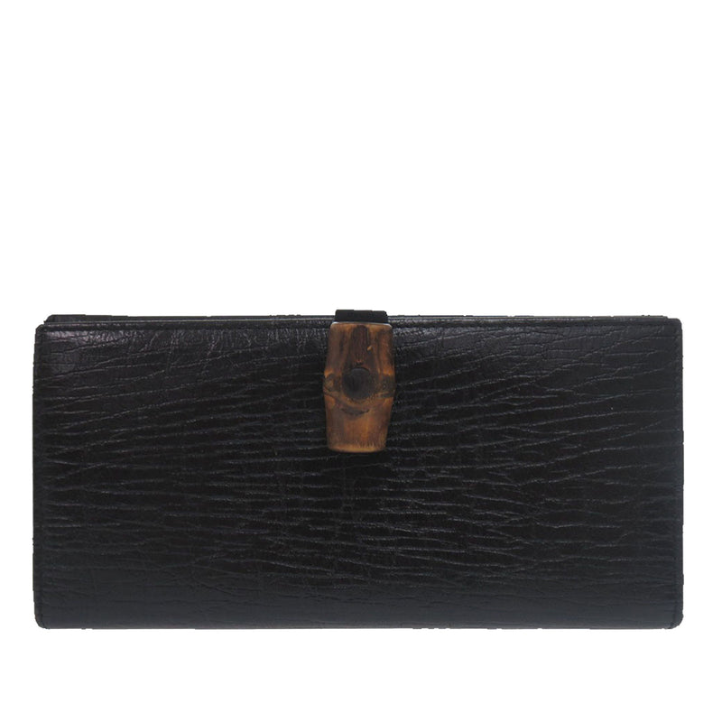 Textured Leather Bamboo Long Wallet