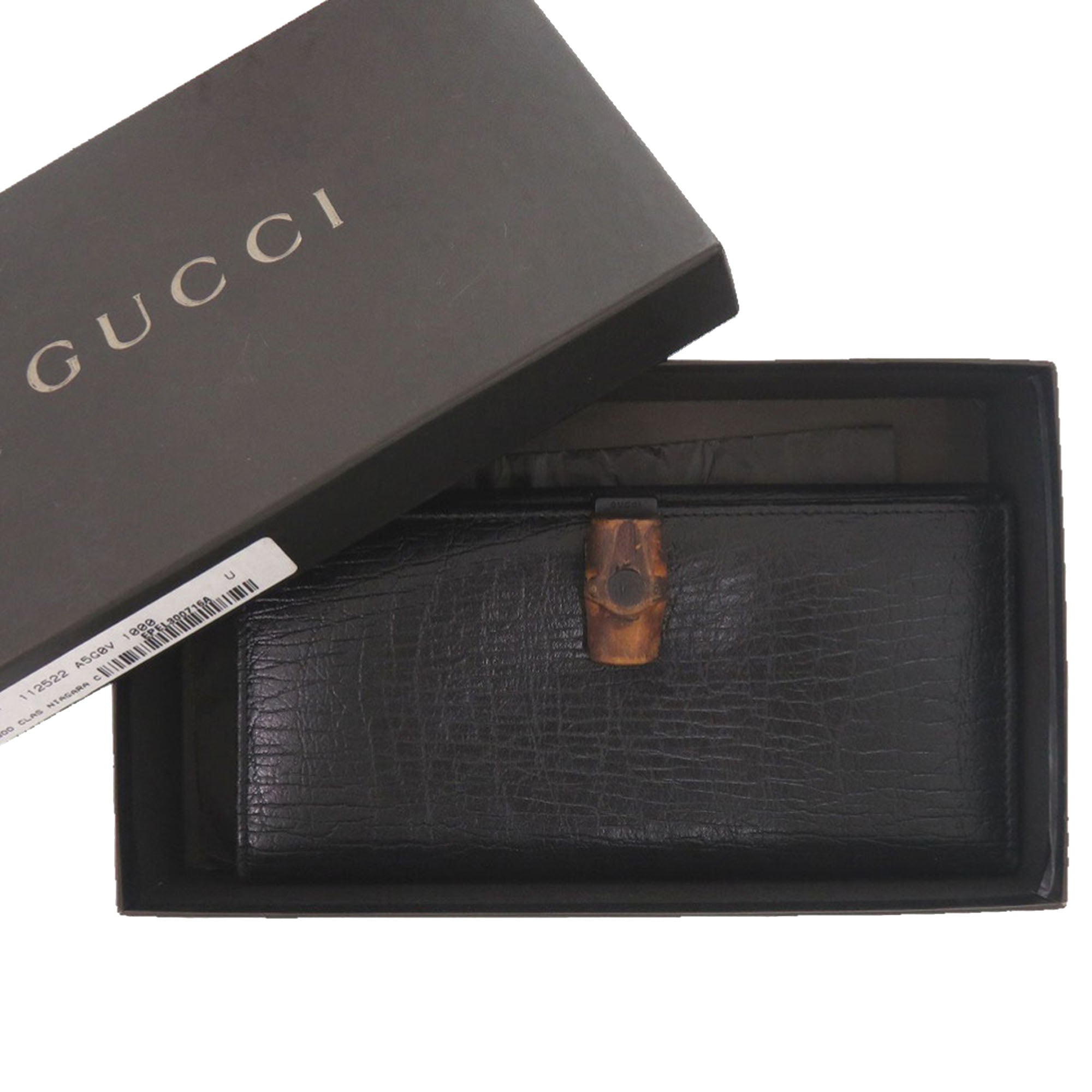 Textured Leather Bamboo Long Wallet - Image 16