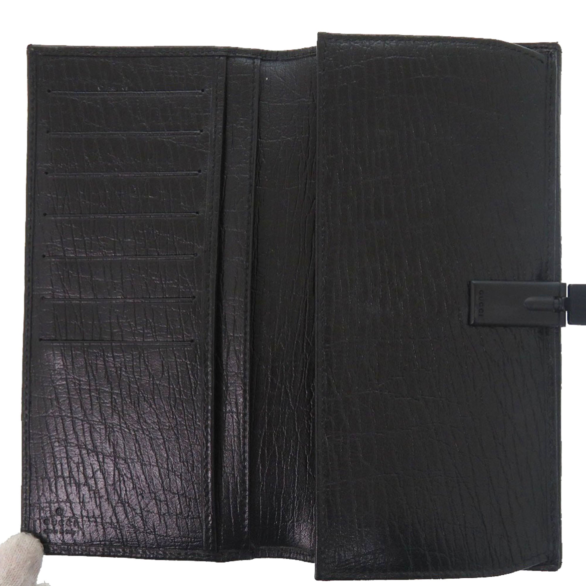 Textured Leather Bamboo Long Wallet - Image 3