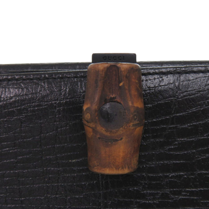 Textured Leather Bamboo Long Wallet - Image 8
