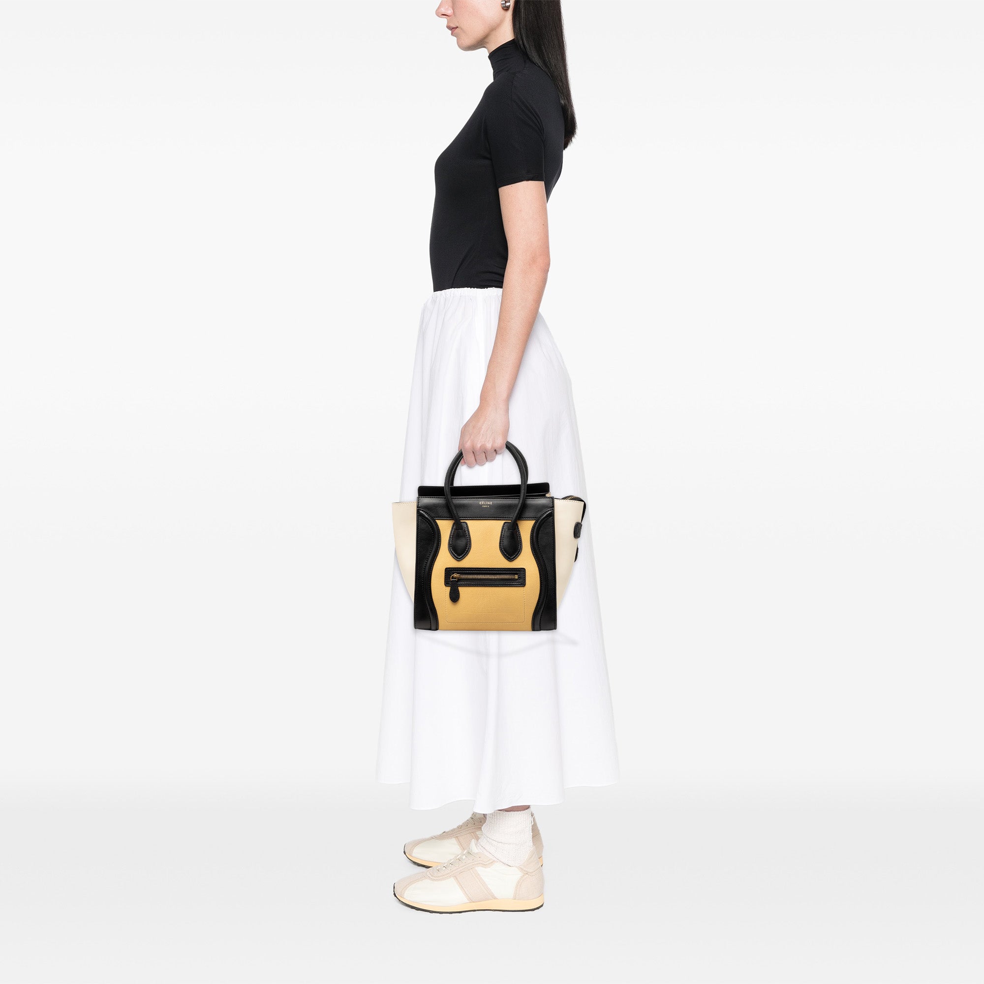 Micro Tricolor Leather Luggage Tote - Image 7