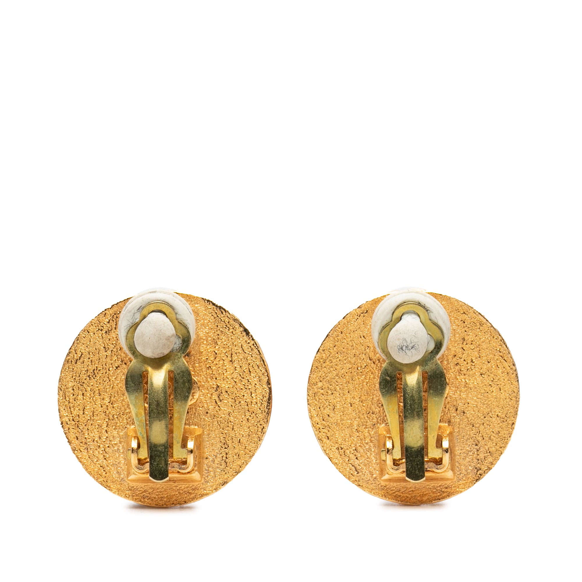 Gold Plated Coco Coin Motif Clip On Earrings - Image 2