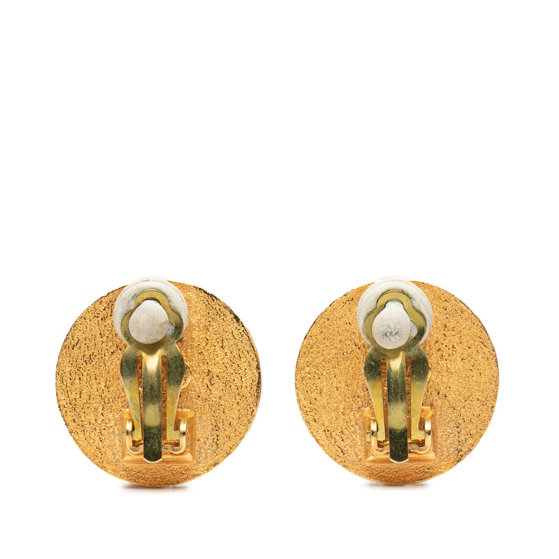 Gold Plated Coco Coin Motif Clip On Earrings - Image 2