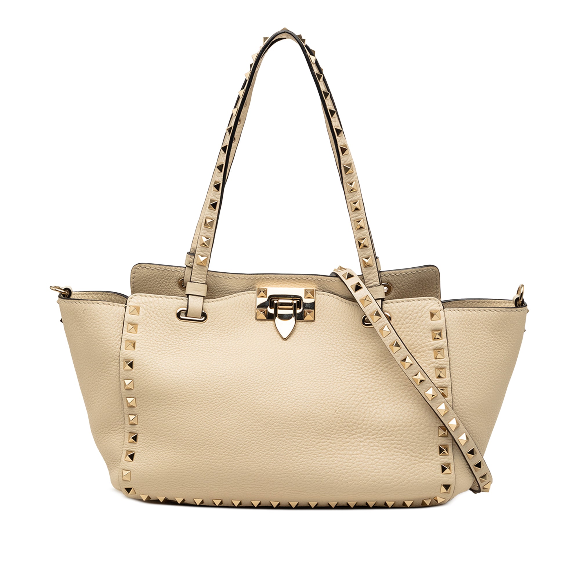 Small Grained Calfskin Rockstud Trapeze Satchel - Image 1