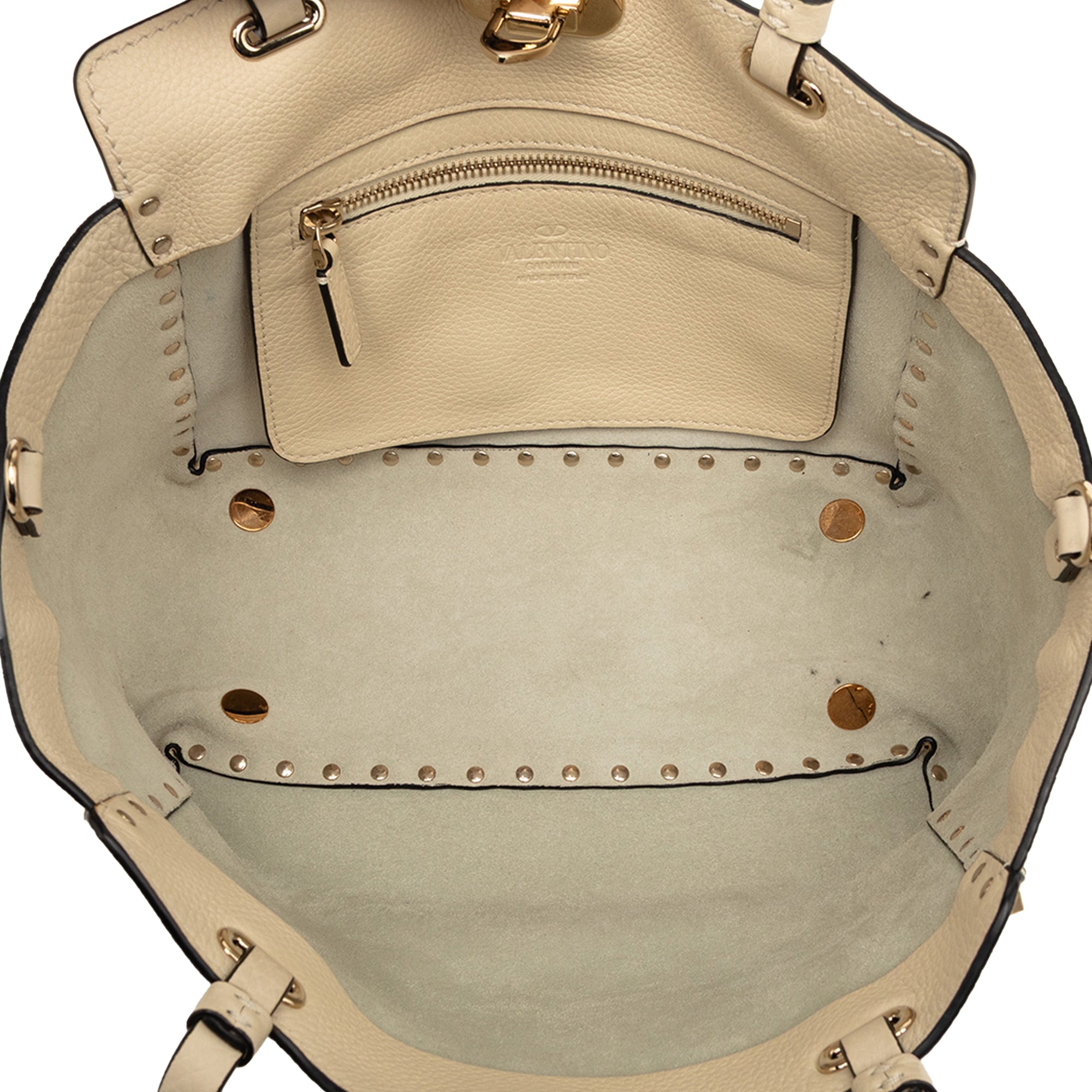 Small Grained Calfskin Rockstud Trapeze Satchel - Image 4