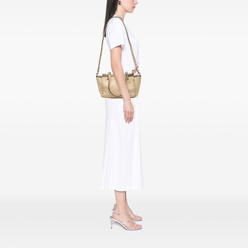 Small Grained Calfskin Rockstud Trapeze Satchel - Image 8