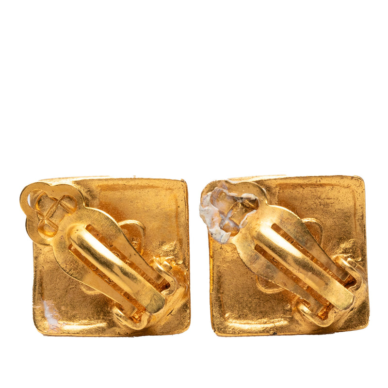CC Gold Plated Diamond Clip On Earrings - Image 2