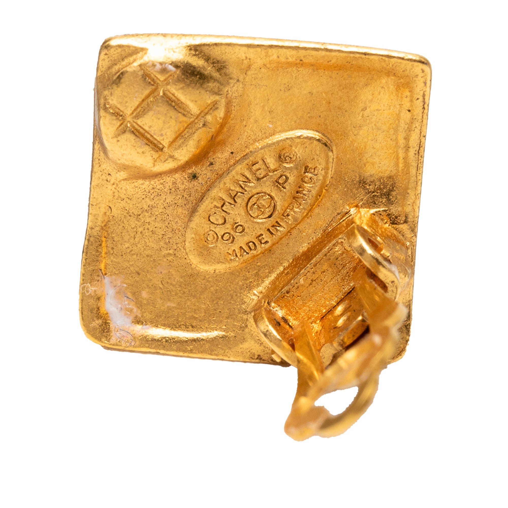 CC Gold Plated Diamond Clip On Earrings - Image 3