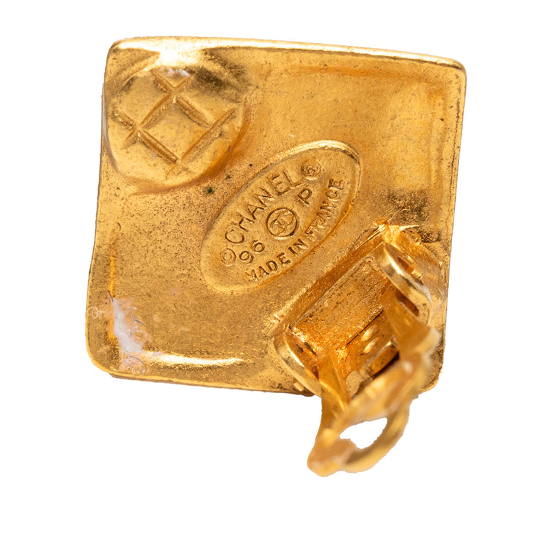 CC Gold Plated Diamond Clip On Earrings - Image 3