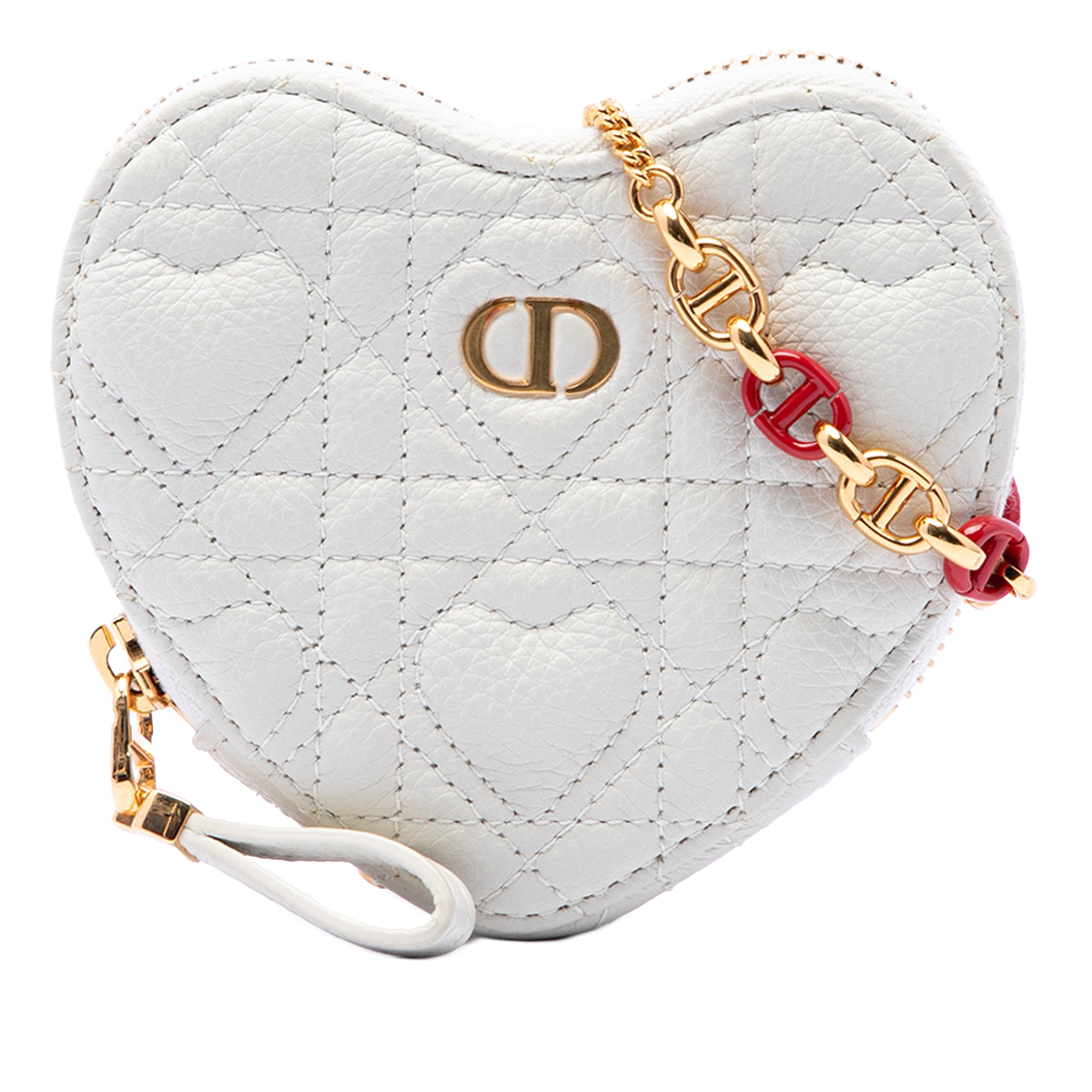 DiorAmour Calfskin Cannage Caro Heart Pouch With Chain - Image 1