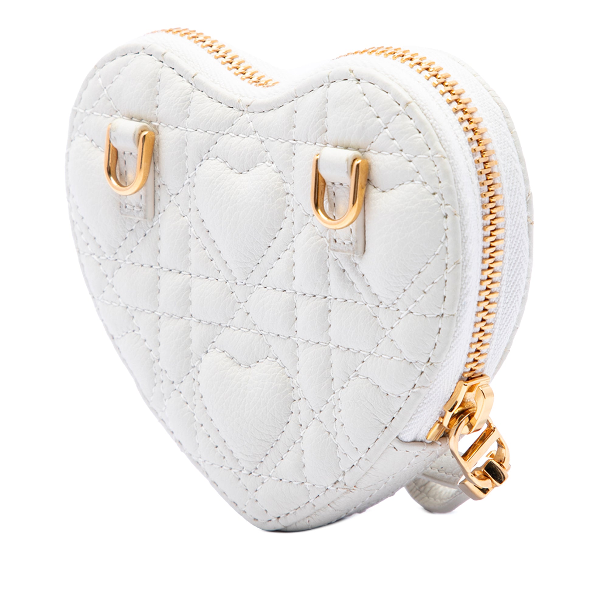 DiorAmour Calfskin Cannage Caro Heart Pouch With Chain - Image 2