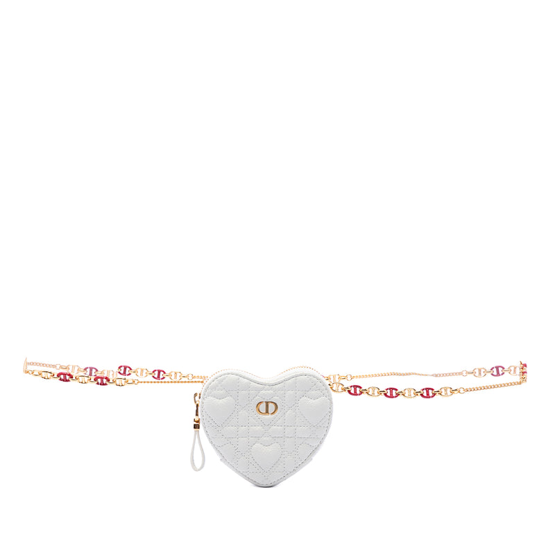 DiorAmour Calfskin Cannage Caro Heart Pouch With Chain - Image 6
