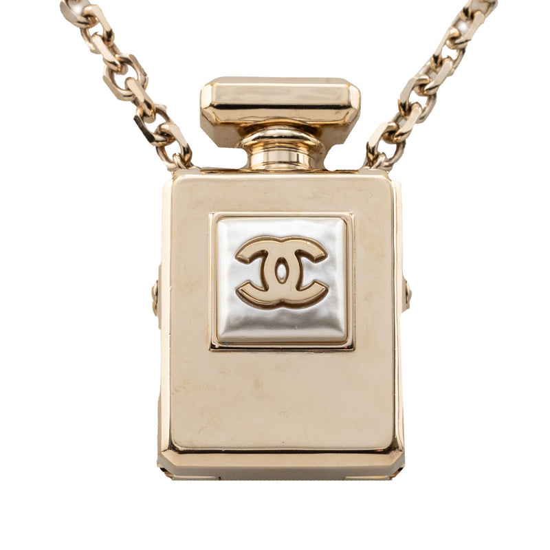 CC Gold Plated Perfume Bottle Locket Pendant Necklace - Image 3