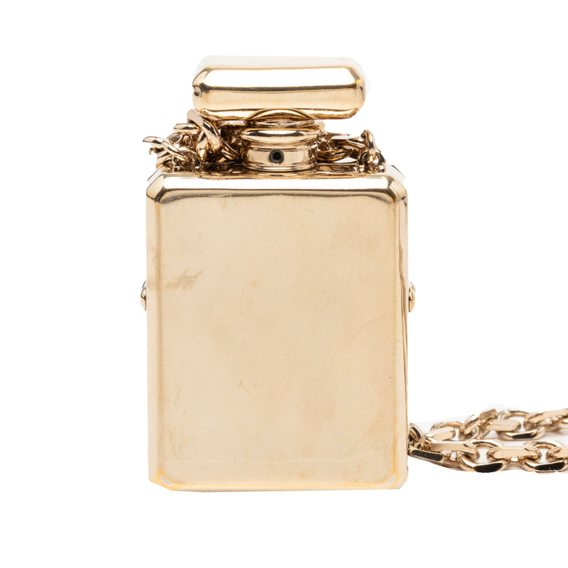 CC Gold Plated Perfume Bottle Locket Pendant Necklace - Image 4