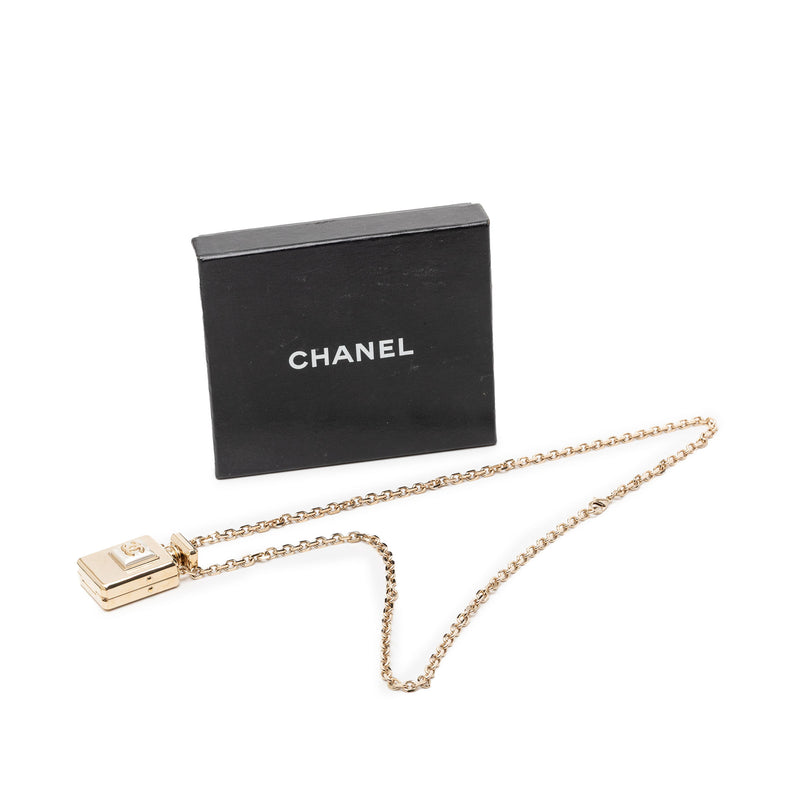 CC Gold Plated Perfume Bottle Locket Pendant Necklace - Image 6