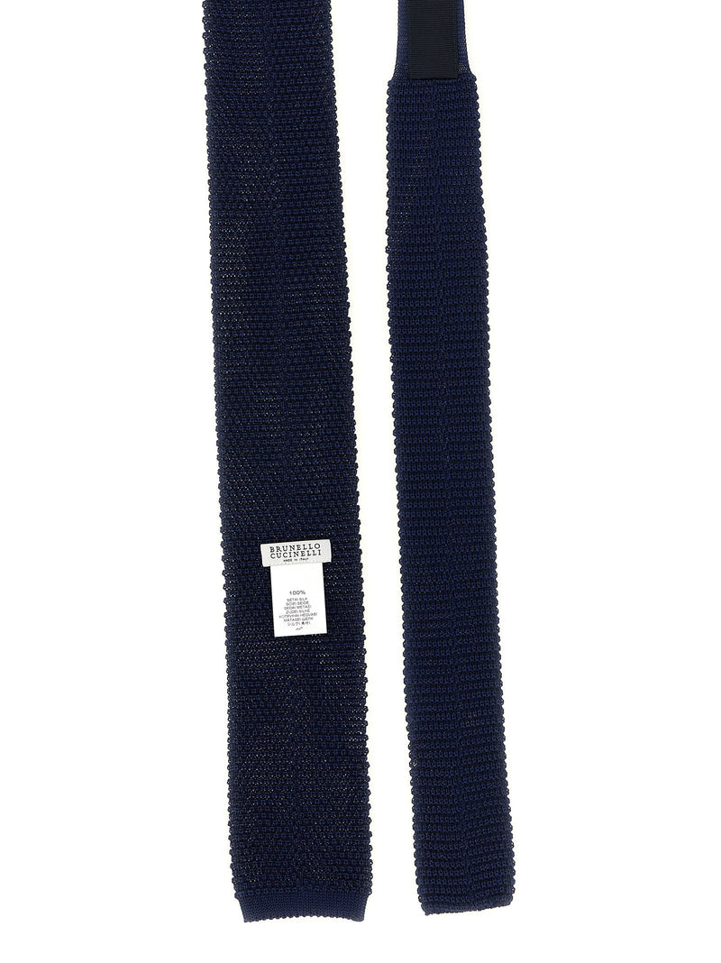 Brunello Cucinelli Silk Knit Necktie — Navy Neckties