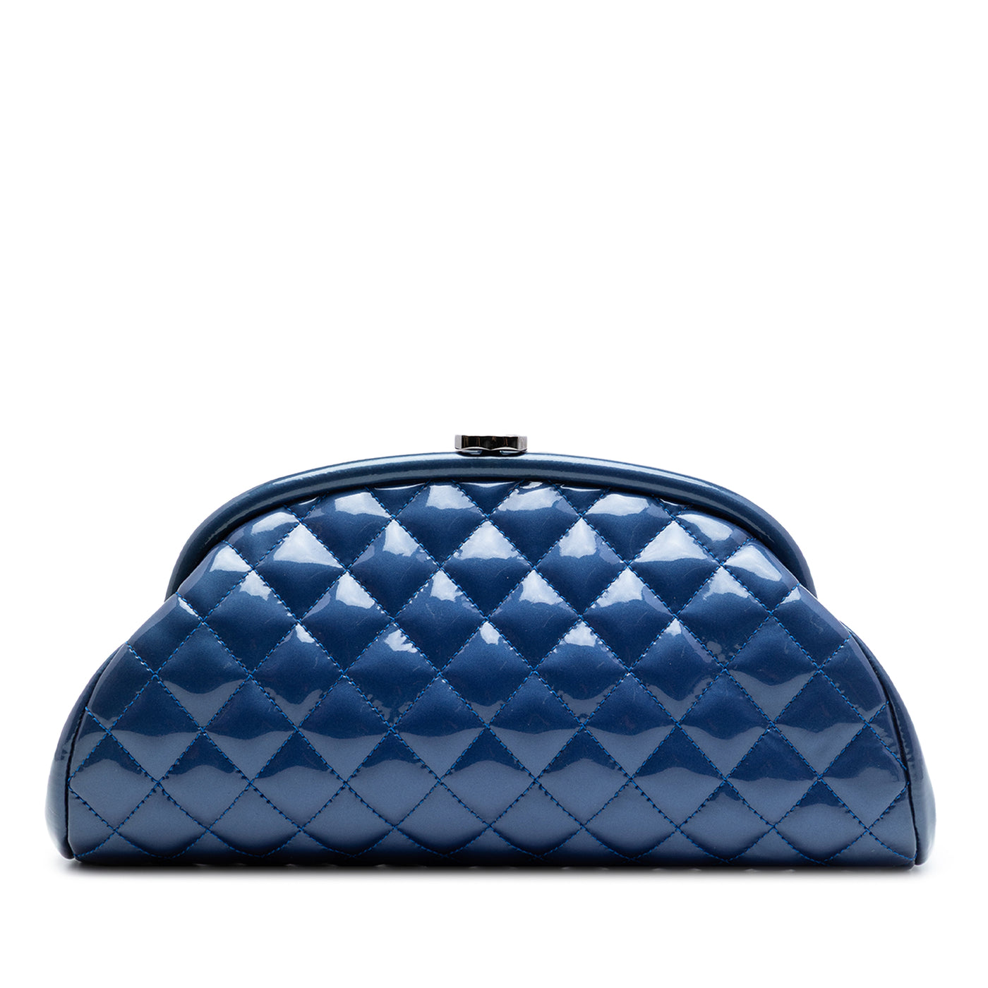 Quilted Patent Timeless Kiss Lock Clutch - Image 1